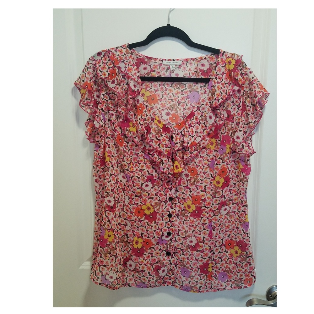 Harve Benard Pink Ruffle Top
